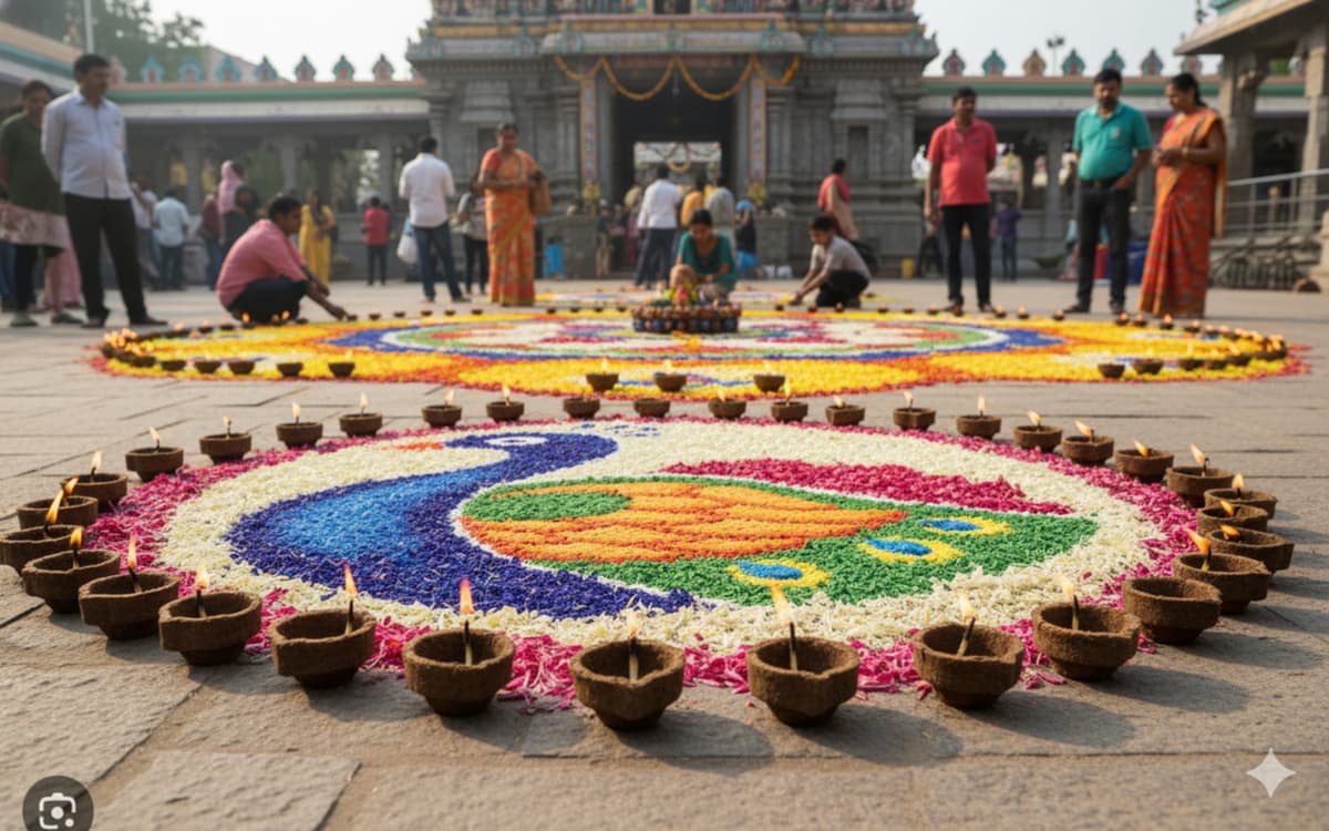 The lamp being held in hands, ready for a ritual.