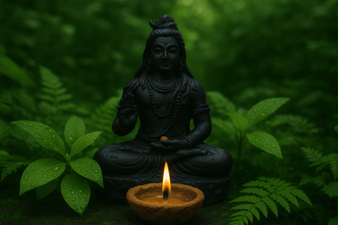 Image showing the natural, organic ingredients used to make the Panchagavya lamp.